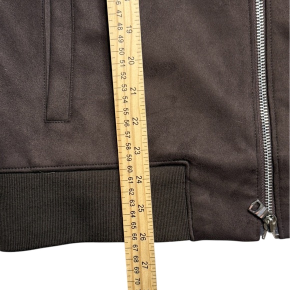 Banana Republic Faux Suede Chocolate Brown Bomber Jacket Men’s Medium - Picture 9 of 14